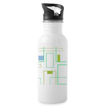 Carres et lignes en verte minimaliste tendance - Gourde avec paille intégrée - blanc - Droite