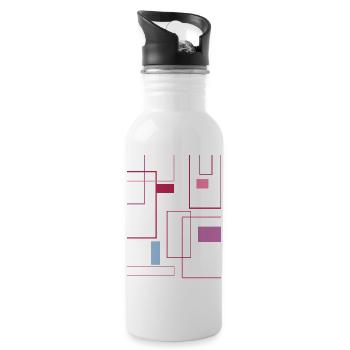 Minimalistische Grafik in trendigen Farben - Trinkflasche mit integriertem Trinkhalm - Weiß - Rechts