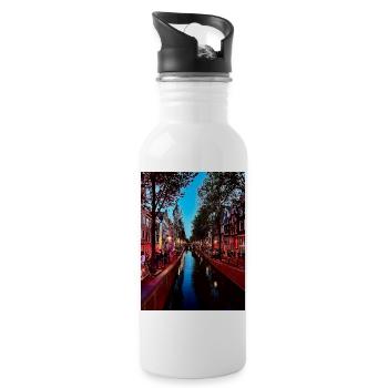 Amsterdam - Trinkflasche mit integriertem Trinkhalm - Weiß - Rechts