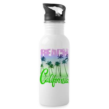 Vintage Blumen Strand Kalifornien Retro Garten USA - Trinkflasche mit integriertem Trinkhalm - Weiß - Rechts