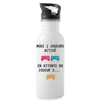 Cadeau En attente du joueur 3 papa maman gamer - Gourde avec paille intégrée - blanc - Droite