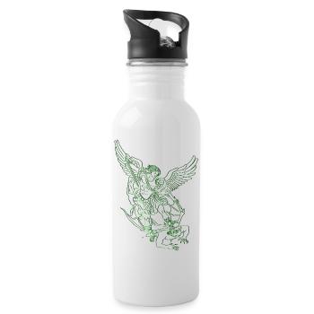 michael archangel saint christian angels saint snk - Water bottle with straw - white - Right