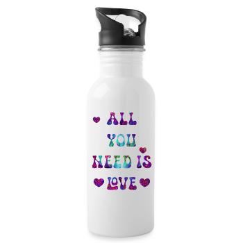 all you need is love - Water bottle with straw - white - Right