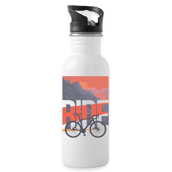 Einzigartiges Geschenk für Gravelbike-Enthusiasten - Trinkflasche mit integriertem Trinkhalm - Weiß - Rechts