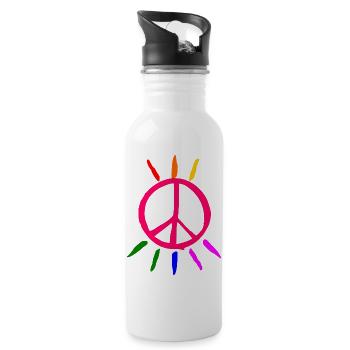 Lgbt paix peace - Gourde avec paille intégrée - blanc - Droite