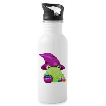 Hexenfrosch mit Kessel und Tränken Aquarell - Trinkflasche mit integriertem Trinkhalm - Weiß - Rechts