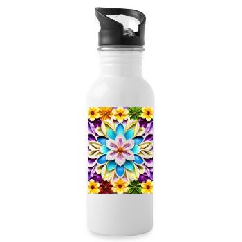 Floral 64 - Water bottle with straw - white - Right