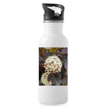 Neunrinde Physocarpus capitatus Blasenspiere - Trinkflasche mit integriertem Trinkhalm - Weiß - Rechts