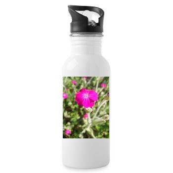 Rosennelke Kronen-Lichtnelke Lychnis coronaria - Trinkflasche mit integriertem Trinkhalm - Weiß - Rechts