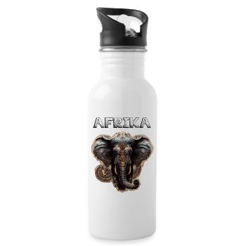 Afrika - Trinkflasche mit integriertem Trinkhalm - Weiß - Rechts
