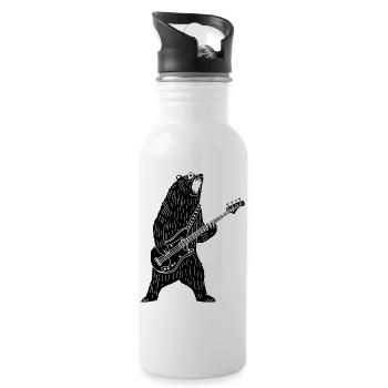 Black bear guitarist - Water bottle with straw - white - Right