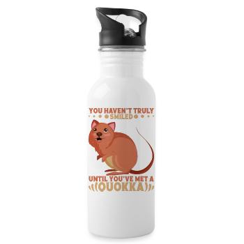 Tu n'as pas encore vraiment souri, Quokka. - Gourde avec paille intégrée - blanc - Droite