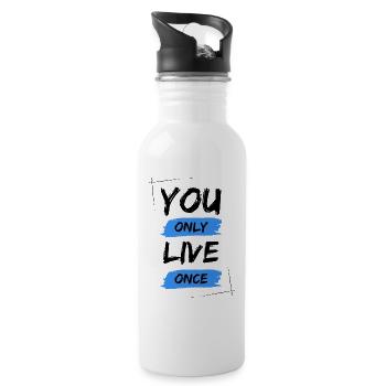 YOLO - You Only Live Once / ONE LIVE - Trinkflasche mit integriertem Trinkhalm - Weiß - Rechts