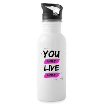 YOLO - You Only Live Once / ONE LIVE - Trinkflasche mit integriertem Trinkhalm - Weiß - Rechts
