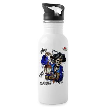 Spiele wie ein Pirat - Trinkflasche mit integriertem Trinkhalm - Weiß - Rechts