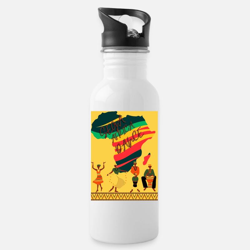 afrikanischer Tanz - Trinkflasche mit integriertem Trinkhalm - Weiß