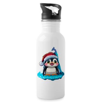 Pingouin Noël - Gourde avec paille intégrée - blanc - Droite