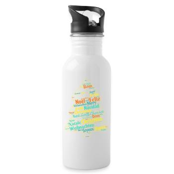 Geschenkidee Weihnachten - Trinkflasche mit integriertem Trinkhalm - Weiß - Rechts