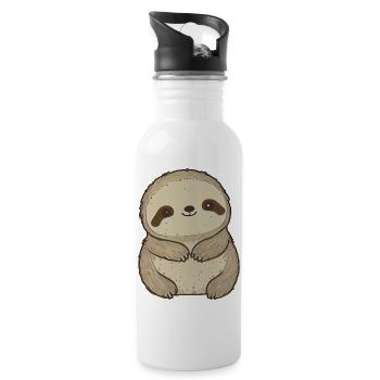 cute sloth - kleines süßes faultier cartoon style - Trinkflasche mit integriertem Trinkhalm - Weiß - Rechts