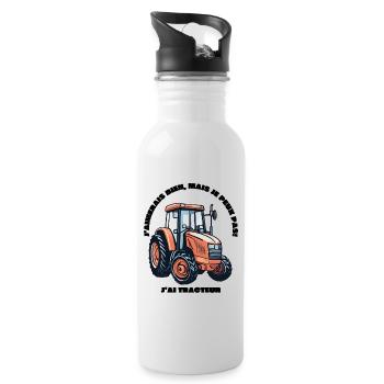 je peux pas j'ai tracteur cadeau humour - Gourde avec paille intégrée - blanc - Droite