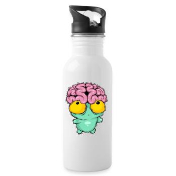 Hirnman - Trinkflasche mit integriertem Trinkhalm - Weiß - Rechts