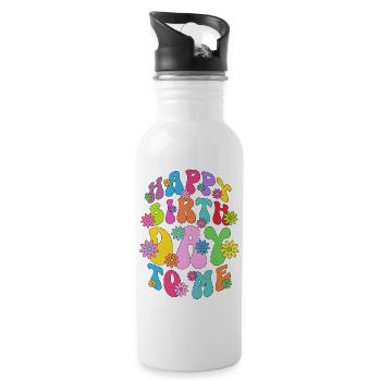 Happy Birthday To Me - Party - Birthday Gift - Water bottle with straw - white - Right