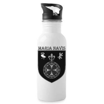 Wappen Heimatsender Maria Navis Schwarz Weiß - Trinkflasche mit integriertem Trinkhalm - Weiß - Rechts