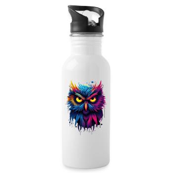 Mystical Hues Owl - Water bottle with straw - white - Right