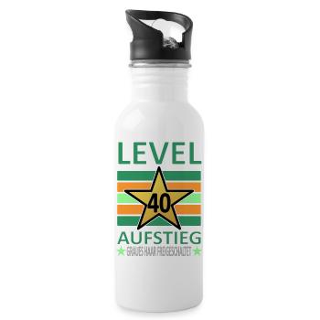 40 Jahre Geburtstag-Level 40-Graues Haar-lustig V1 - Trinkflasche mit integriertem Trinkhalm - Weiß - Rechts