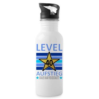 40 Jahre Geburtstag-Level 40-Graues Haar-lustig V3 - Trinkflasche mit integriertem Trinkhalm - Weiß - Rechts