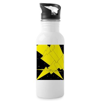 Zackenlicht Berge Kontrast - Trinkflasche mit integriertem Trinkhalm - Weiß - Rechts