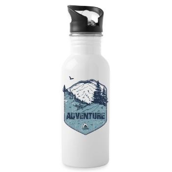 Mountainbike-Abenteuerabzeichen - Trinkflasche mit integriertem Trinkhalm - Weiß - Rechts