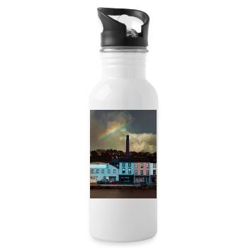 Cork City: Ein Regenbogen über Patrick's Quay - Trinkflasche mit integriertem Trinkhalm - Weiß - Rechts