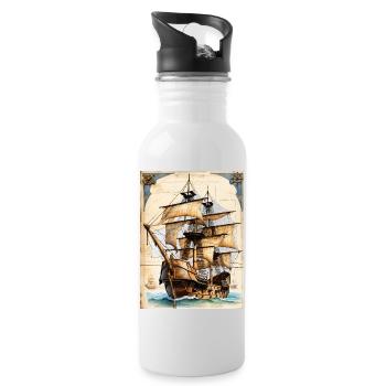 Piratenschiff #2 - Trinkflasche mit integriertem Trinkhalm - Weiß - Rechts