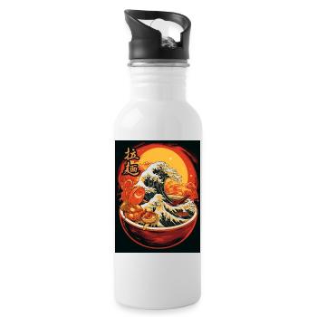 Great Ramen Wave - Trinkflasche mit integriertem Trinkhalm - Weiß - Rechts