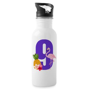 9th Anniversary Flamingo - Water bottle with straw - white - Right