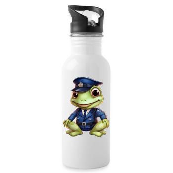 Grenouille Policier - Gourde avec paille intégrée - blanc - Droite