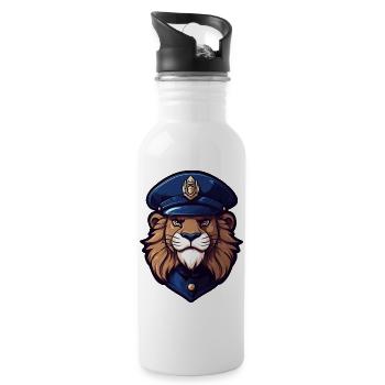 Police Lion - Water bottle with straw - white - Right