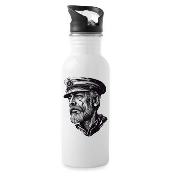 Capitaine / Marin / Marin / Marin / Maritime / Ahoy - Gourde avec paille intégrée - blanc - Droite