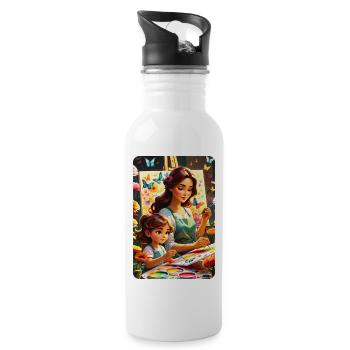 personalized design mother's gift - Water bottle with straw - white - Right