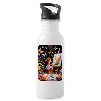 personalized design mother's gift - Water bottle with straw - white - Right