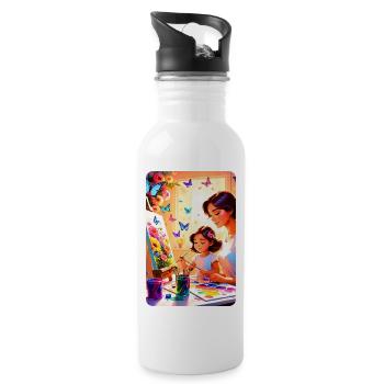 personalized design mother's gift - Water bottle with straw - white - Right