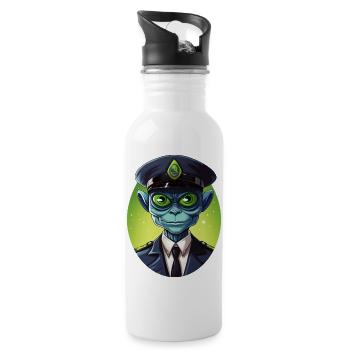 Alien Cop - Water bottle with straw - white - Right