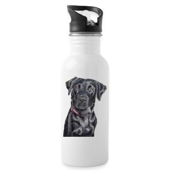 Labrador retriever field trail - Water bottle with straw - white - Right