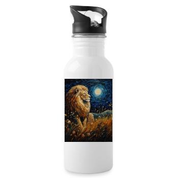 Lion, Van Gogh, Nuit Étoilée, Animal, Lions - Gourde avec paille intégrée - blanc - Droite