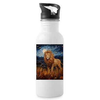 Lion, Van Gogh, Nuit Étoilée, Animal, Lions - Gourde avec paille intégrée - blanc - Droite