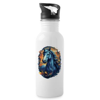 Fantasy Horse in Blue - Water bottle with straw - white - Right