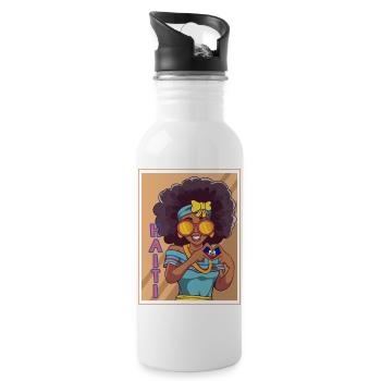 Haïti drapeau haïtien femme princesse je cadeau - Gourde avec paille intégrée - blanc - Droite