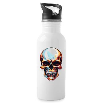 Cool Colourful Skull in Vector Style - Water bottle with straw - white - Right