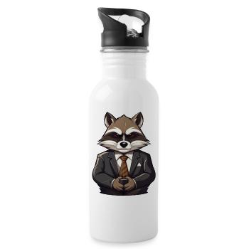Raccoon CEO - Water bottle with straw - white - Right